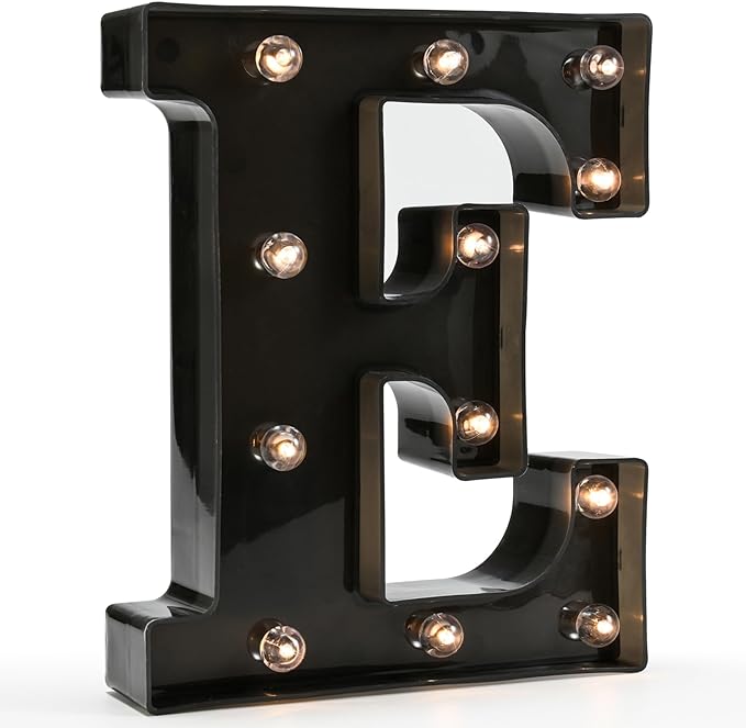 Light Up Black Alphabet Marquee Letters Sign LED Marquee Number Lights Sign for Night Light Home Bar Christmas Lamp Birthday Party Wedding Decoration E - LeafyLoom
