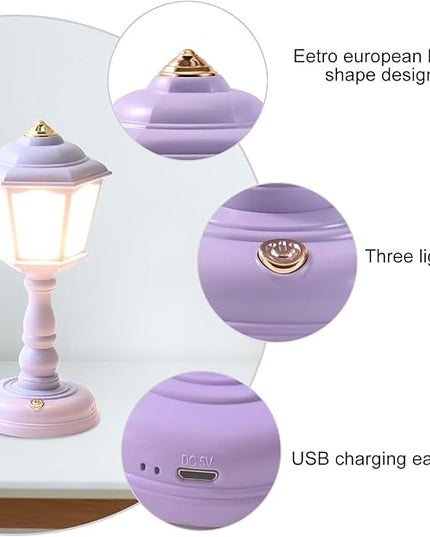 Mini Desk lamp Vintage, LED Desk Lamp Dimmable Table Lamp Reading Lamp with USB Charging Port, Sensitive Control, Eye-Caring Office Lamp,Very beautiful decorative desk lamp (Purple) - LeafyLoom