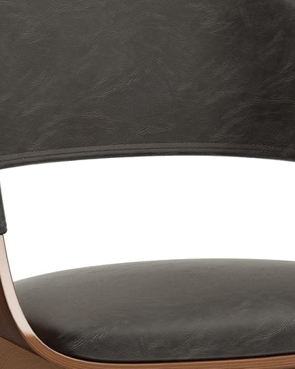 SIMPLIHOME Lowell 17 Inch Mid Century Modern Bentwood Dining Chair in Distressed Brown Vegan Faux Leather, for The Dining Room - LeafyLoom