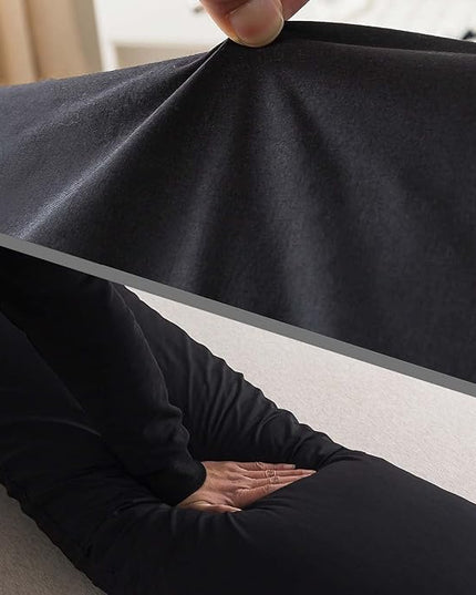 WhatsBedding Memory Foam Body Pillow with Breathable Zippered Cotton Cover, Full Body Pillow for Adults, Long Pillow for Sleeping, Firm Body Pillow Fluffy Supportive - Black - LeafyLoom