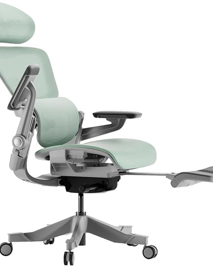 HINOMI H1 Pro V2 Ergonomic Office Chair with Footrest - Home Office Desk Chair with Lumbar Support, Mesh Office Chair with Headrest, Comfy Computer Chair with Back Support (Green, Standard) - LeafyLoom