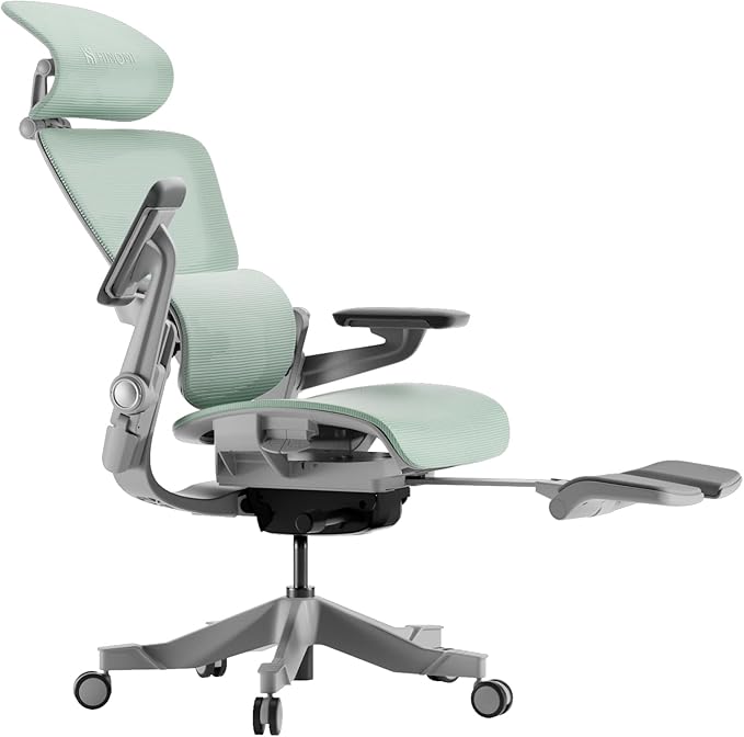 HINOMI H1 Pro V2 Ergonomic Office Chair with Footrest - Home Office Desk Chair with Lumbar Support, Mesh Office Chair with Headrest, Comfy Computer Chair with Back Support (Green, Standard) - LeafyLoom