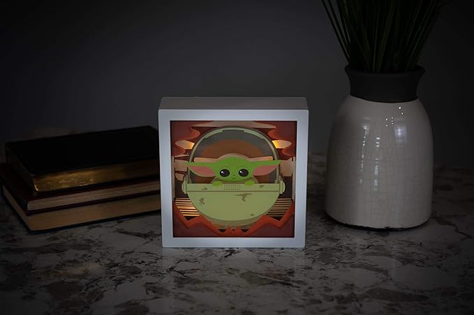 Star Wars The Mandalorian, The Child 3D Mini Shadow Light Box | 6 x 6 Inches - LeafyLoom