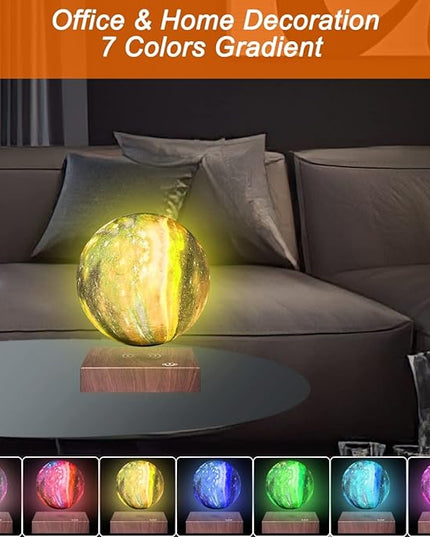 VGAzer Levitating Moon Lamp Floating and Spinning in Air Freely with Gradually Changing LED Lights Between 7 Colors,Decorative Light for Kids Lover Friends (Square Base) - LeafyLoom