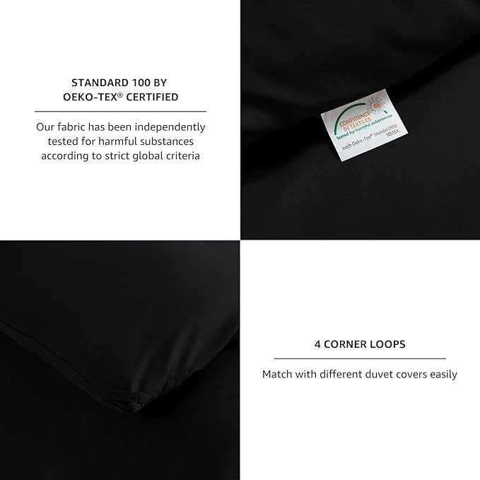CozyLux California King Comforter Set Black, 3 Pieces Cal King Solid Breathable Boho Style Bedding Sets, Cozy Luxury Fluffy Soft Microfiber Quilt Comforter for All Season(1 Comforter & 2 Pillowcases) - LeafyLoom
