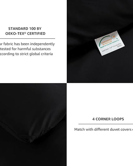 CozyLux Black Comforter Set Full Size, 3 Pieces Solid Breathable Quilted Style Bedding Sets, Luxury Fluffy Soft Microfiber Comforter for All Season(1 Comforter & 2 Pillowcases) - LeafyLoom
