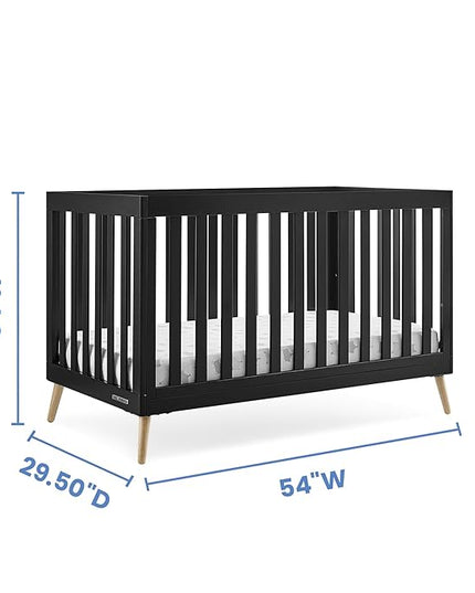 Delta Children Essex 4-in-1 Convertible Baby Crib, Ebony with Natural Legs - LeafyLoom