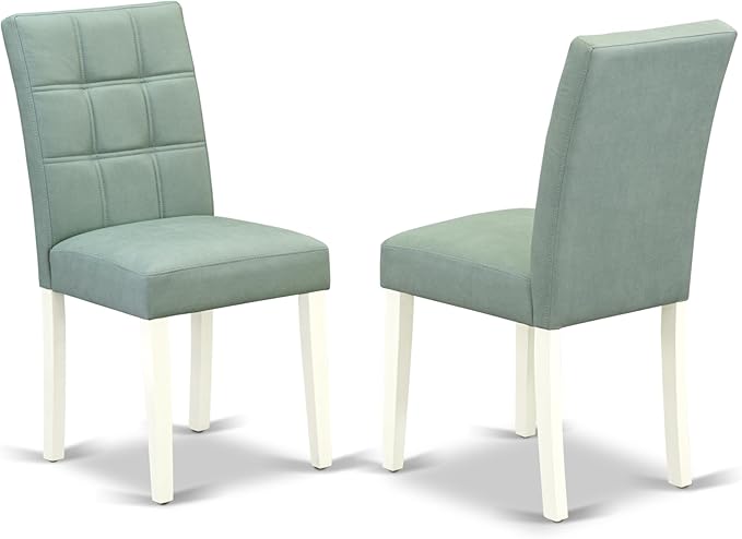 East West Furniture ANAS3-LWH-43 Antique 3 Piece Dining Set consists A Dinner Table and 2 Willow Green Linen White Faux Leather Parson Kitchen Chairs with Stylish Back, Finish, 36x36 Inch - LeafyLoom