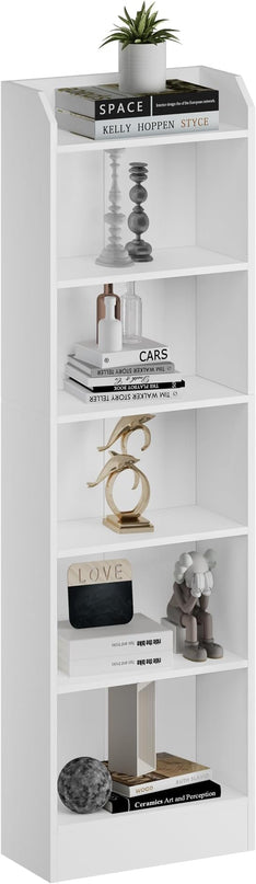 6-Tier Bookshelf, 66.7 Inches Floor Standing Bookcase, Display Storage Shelf, Corner Shelf, Home Decor Furniture for Home Office, Living Room, Bedroom, White 02903XBC - LeafyLoom