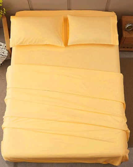 SONORO KATE Bed Sheet Set Super Soft Microfiber 1800 Thread Count Luxury Egyptian Sheets 16-Inch Deep Pocket，Wrinkle -4 Piece (Yellow, King) - LeafyLoom