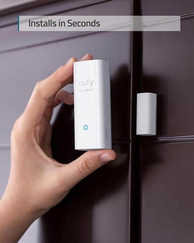 eufy Security Entry Sensor, Detects Opened and Closed Doors or Windows, Door Monitoring, Sends Alerts, Triggers Siren, 2-Year Battery Life, Indoor Use Only, Requires HomeBase, 24/7 Monitoring Optional eufySecurity