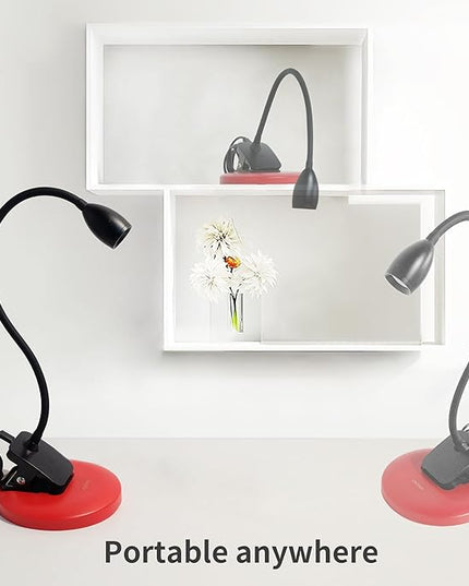 chiphy LED Desk Lamp with Clamp, Clip-on Book Reading Light, Rechargeable Portable Workbench Light with 5 Dimmable Brightness 4 Color Modes Touch Control for Home Office Desk Dorm - LeafyLoom