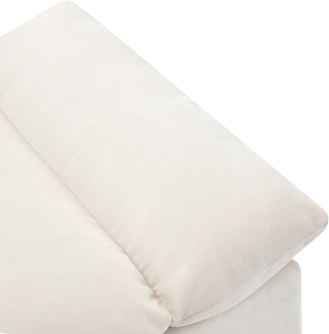 Morden Soft Linen Upholstered 3 Seater Cloud Sofa Couch Super Deep Seat Sleeper Sofa&Couch with Removable Back Cushions and Storage Armrests for Living Room, Apartment, Office, 119.5", Beige-402 - LeafyLoom