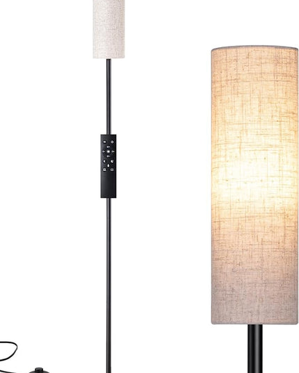 EDISHINE LED Corner Floor Lamp for Living Room, 65" Standing Tall Reading Lamp with Remote, Minimalist Dimmable Pole Lighting for Bedroom, Office, Kids Room, Bulb Included, 2700K-6000K (Black) - LeafyLoom