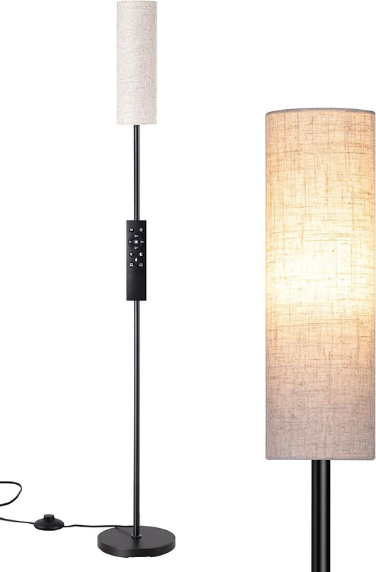 EDISHINE LED Corner Floor Lamp for Living Room, 65" Standing Tall Reading Lamp with Remote, Minimalist Dimmable Pole Lighting for Bedroom, Office, Kids Room, Bulb Included, 2700K-6000K (Black) - LeafyLoom