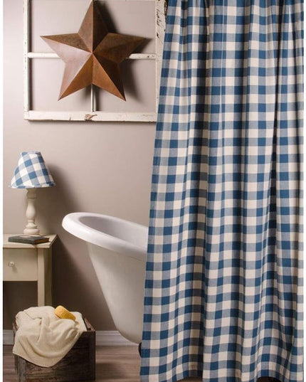 Buffalo Check Blue and Buttermilk 72" x 72" Shower Curtain by Raghu - LeafyLoom