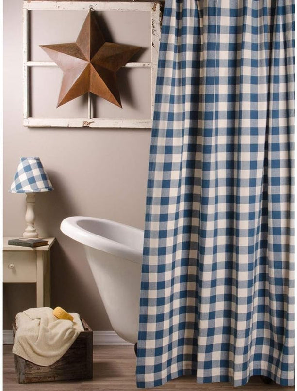 Buffalo Check Blue and Buttermilk 72" x 72" Shower Curtain by Raghu - LeafyLoom