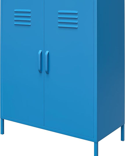 Novogratz Cache 2 Door Metal Locker Storage, Blue Cabinet - LeafyLoom