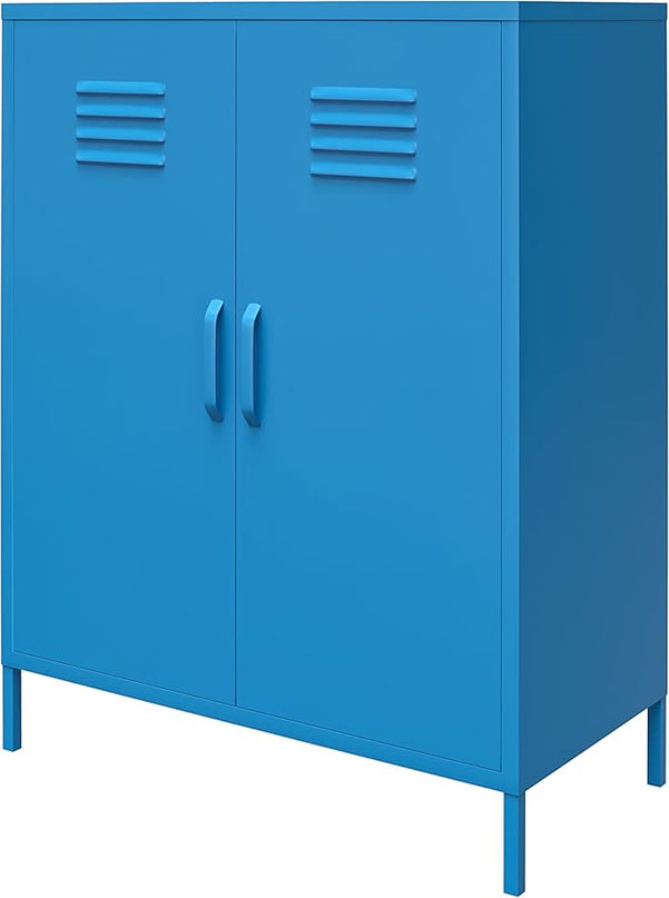 Novogratz Cache 2 Door Metal Locker Storage, Blue Cabinet - LeafyLoom
