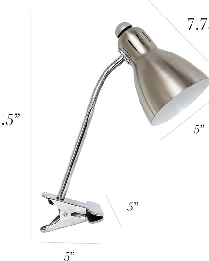 Simple Designs LD2016-BSN Adjustable Flexible Gooseneck Clip Light Desk Lamp, Brushed Nickel - LeafyLoom