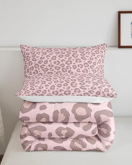 Pink Leopard Skin Comforter Leopard Print Comforter Set for Kids Boys Girls Africa Cheetah Printed Children Bedding Set Ultra Soft Decor Safari Animal Fur Pattern Duvet Set Full Size Quilt Set - LeafyLoom