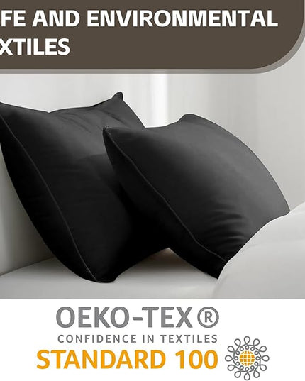 HIMOON Bed Pillows for Sleeping 4 pack,King Size Cooling Pillows Set of 4,Top-end Microfiber Cover for Side Stomach Back Sleepers(Black) - LeafyLoom