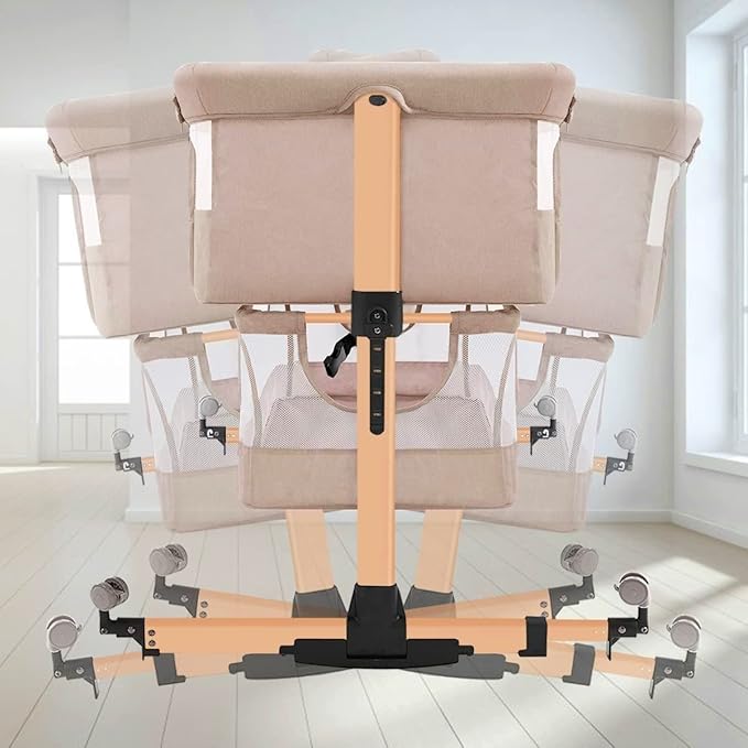 3 in 1 Baby Crib Bedside Crib,Baby Bassinet,Baby Bed Adjustable Portable Bed for Infant/Baby,Light Beige - LeafyLoom