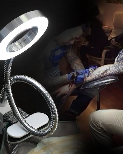 Portable Tattoo LED Lamp, LED Desk Lamp with Clamp, Warm/Cold Light LED USB with Clip for Eyebrow Tattoo Manicure Eyelash Extension and Reading - LeafyLoom