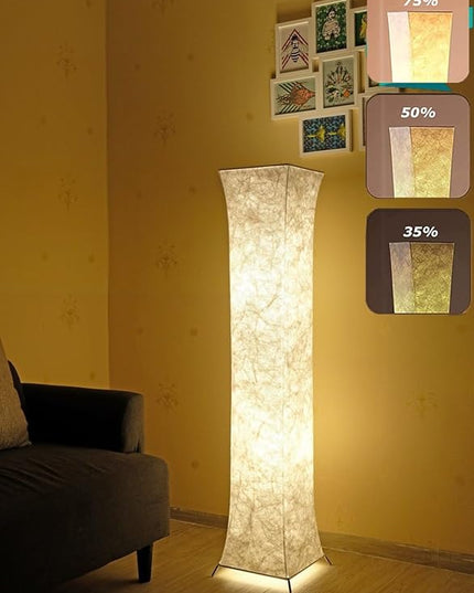 LEONC Design 52'' LED Floor Lamp & 2 Light Bulbs，Contemporary Roman Columns Standing Floor Lamps for Living Room Bedroom Warm Atmosphere(Tyvek Dupont 10 x 10 x 52 inch) - LeafyLoom