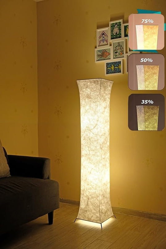 LEONC Design 52'' LED Floor Lamp & 2 Light Bulbs，Contemporary Roman Columns Standing Floor Lamps for Living Room Bedroom Warm Atmosphere(Tyvek Dupont 10 x 10 x 52 inch) - LeafyLoom