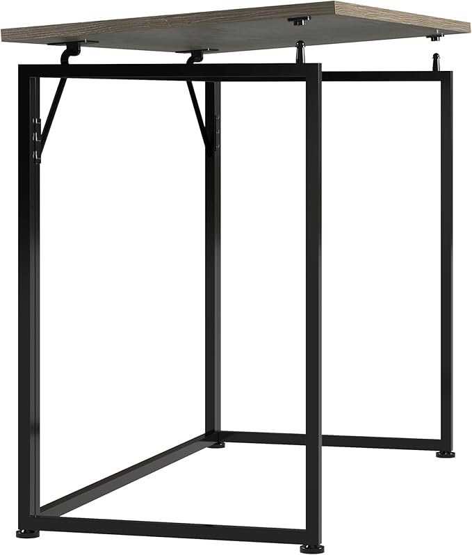 Techni Mobili Space Saving Folding Desk, Grey - LeafyLoom
