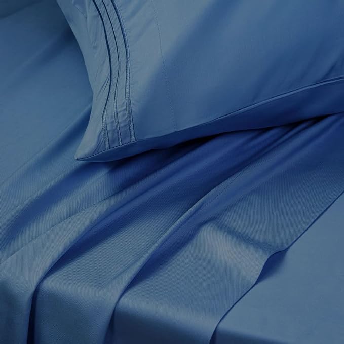 SONORO KATE Bed Sheet Set Super Soft Microfiber 1800 Thread Count Luxury Egyptian Sheets 16-Inch Deep Pocket Wrinkle-4 Piece(Queen, Navy Blue) - LeafyLoom
