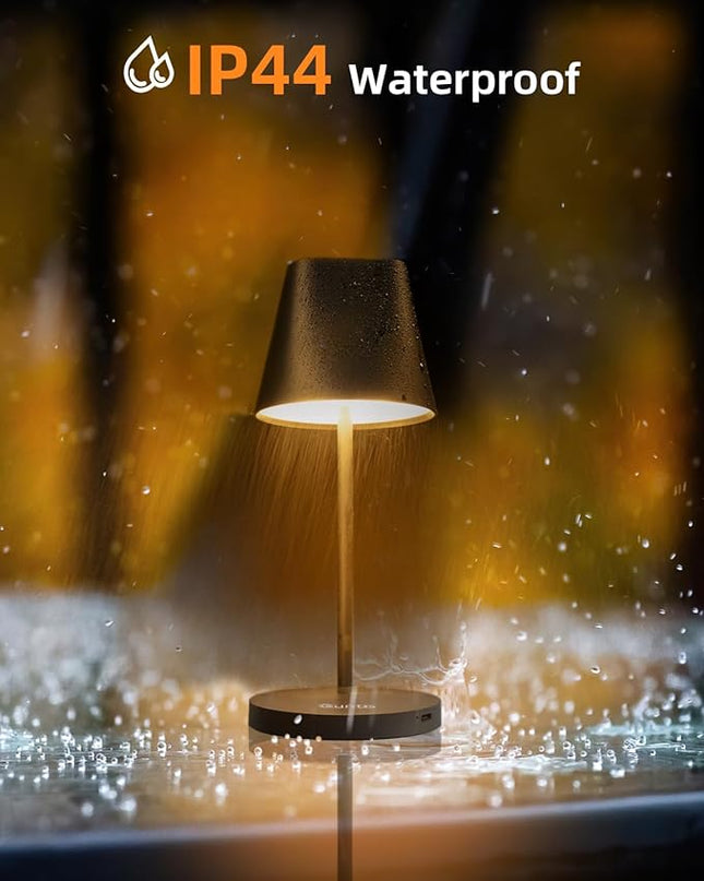 Quntis Cordless Small Table Lamp, Battery Powered Lamp Rechargeable Touch LED Desk Lamp with Dimmer for Restaurant/Bedroom/Bars/Outdoor Party/Camping/Coffee Shop Night Light, Carbon Black - LeafyLoom