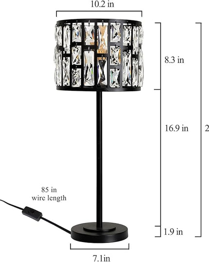 Modern K9 Crystal Table Lamp Desk Lamp 26" Tall for Bedroom Reading, Living Room, Office - LeafyLoom