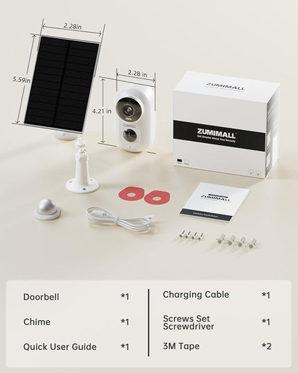 ZUMIMALL Solar Security Cameras Wireless Outdoor, 2Packs, Solar Camera Outdoor Wireless, 2.4G WiFi Battery Camera, 3MP Color Night Vision, Magnetic Mount, Siren,PIR/AI Analyse, IP66, Cloud, Alexa ZUMIMALL