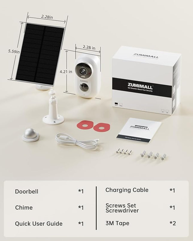 ZUMIMALL Solar Security Cameras Wireless Outdoor, 2K Outdoor Camera Wireless Solar Powered, 2.4G WiFi Battery Camera, 3MP Color Night Vision, Magnetic Mount,Siren,PIR/AI Analyse, IP66, Cloud, Alexa ZUMIMALL