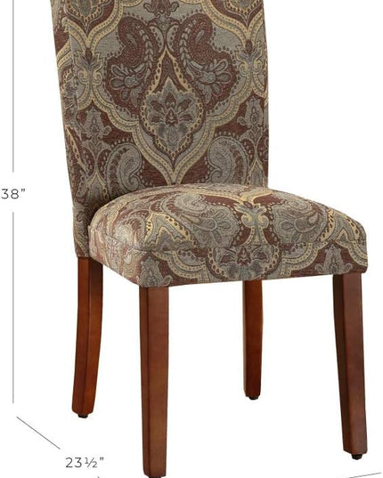 HomePop Parsons Upholstered Accent Dining Chair, Set of 2, Blue and Brown Paisley - LeafyLoom