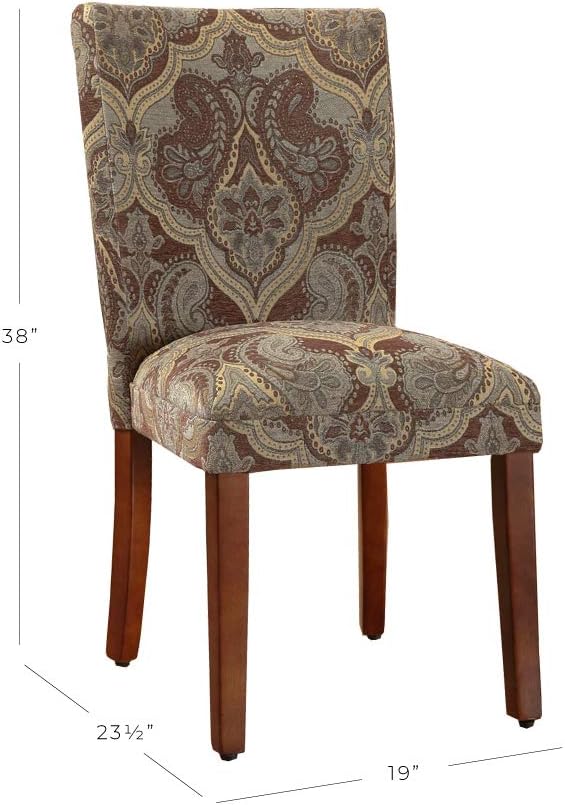 HomePop Parsons Upholstered Accent Dining Chair, Set of 2, Blue and Brown Paisley - LeafyLoom