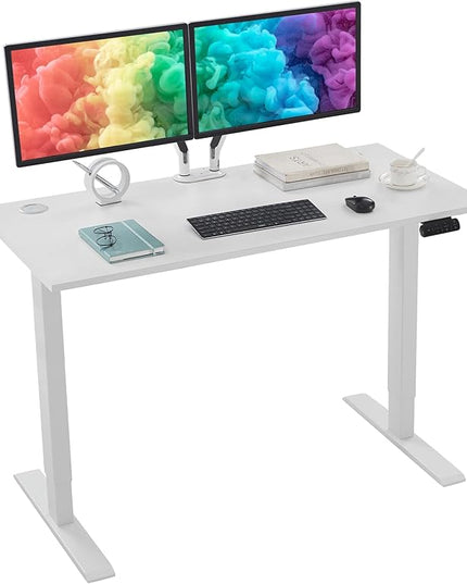Sunon Sit Laptop Computer Writing Workstations with 3 Pre-Set and USB Port 48" for Home Office Smart Advanced Standing Desk, White - LeafyLoom