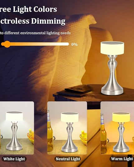 Portable LED Desk Lamp - 3-Color Touch Control,3-Levels Brightness,Rechargeable Battery,Ideal Bedside Lamp for Nightstand,Bedroom, Living Room - LeafyLoom