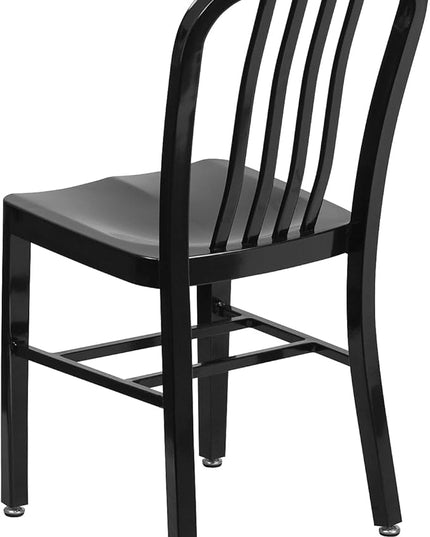 Flash Furniture Commercial Grade Black Metal Indoor-Outdoor Chair - LeafyLoom