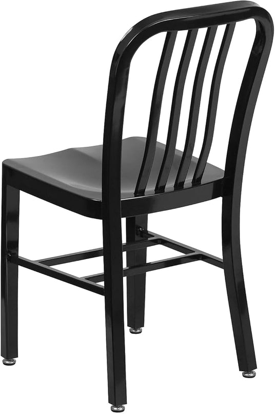 Flash Furniture Commercial Grade Black Metal Indoor-Outdoor Chair - LeafyLoom