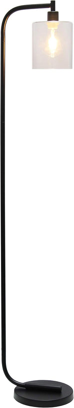 Simple Designs LF1036-BLK Antique Style Industrial Iron Lantern Floor Lamp with Glass Shade, Black 12 x 10 x 63 - LeafyLoom