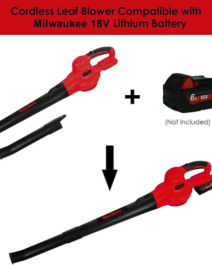 Cordless Leaf Blower, MaxMore for Milwaukee 18V Battery (Battery NOT Included) Handheld Electric Jobsite Air Blower 100CFM 118MPH Powerful for Lawn Care/Snow Blow/Yard Clean - LeafyLoom