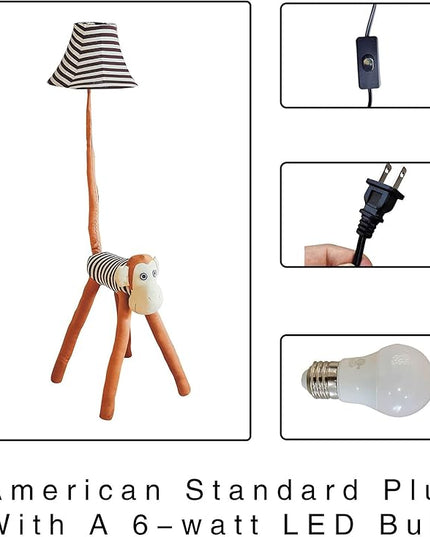 Floor Lamp by Cozylight, Brown Monkey Design 50 Inch Modern Floor Lamp for Bedroom, Hand-Stitched Toy Standing Lamp for Living Room, Kids Floor lamp Come with an LED Bulb - LeafyLoom