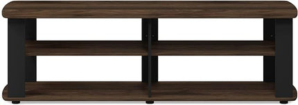 FURINNO Nelly Entertainment Center TV Stand, Short 43.3"(W) x13.4(H) x13.1(D), Columbia Walnut/Black - LeafyLoom