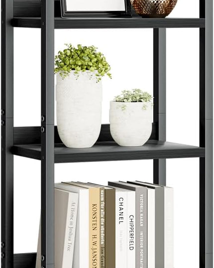 NUMENN Narrow Bookshelf, 5 Tier Bookshelves, Home Office Bookcase Shelf Storage Organizer, Free Standing Storage Shelving Unit for Bedroom, Living Room and Home Office, Black - LeafyLoom