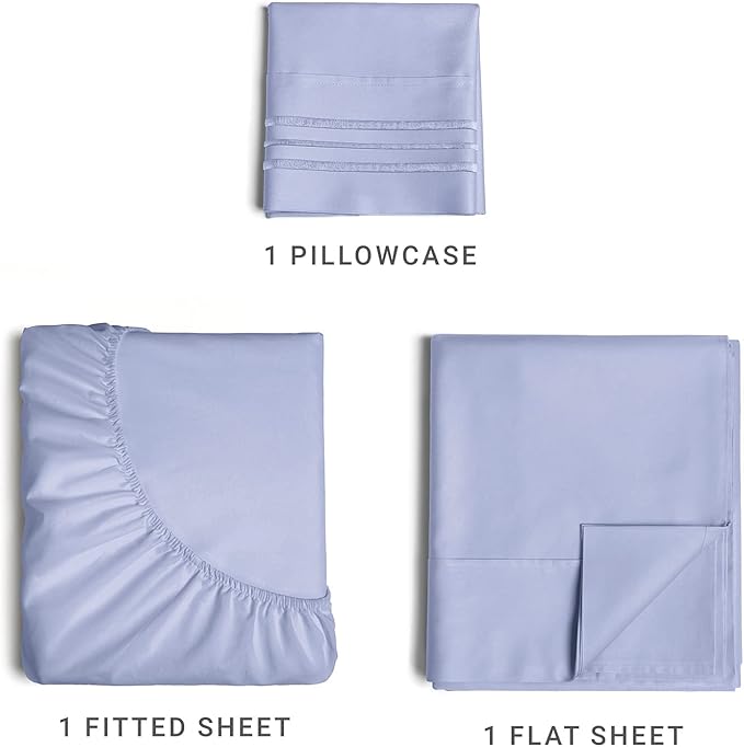 Twin Size 3 Piece Sheet Set - Comfy Breathable & Cooling Sheets - Hotel Luxury Bed Sheets for Women & Men - Deep Pockets, Easy-Fit, Extra Soft & Wrinkle Free Sheets - Lavender Oeko-Tex Bed Sheet Set - LeafyLoom
