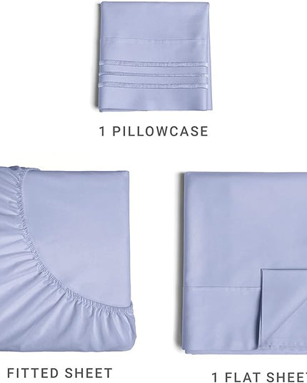Twin XL Size 3 Piece Sheet Set - Comfy Breathable & Cooling Sheets - Hotel Luxury Bed Sheets for Women & Men - Deep Pockets, Easy-Fit, Soft & Wrinkle Free Sheets - Lavender Oeko-Tex Bed Sheet Set - LeafyLoom