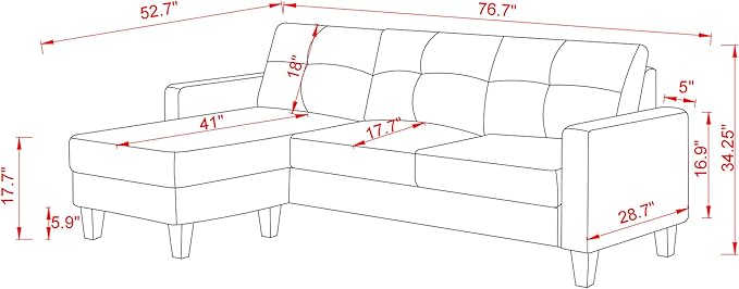 L Shaped Convertible Sectional Sofa, 3 Seater Linen Fabric Corner Couch with Reversible Chaise Movable Ottoman, Button Tufted Sofa&Couches for Small Apartments, Living Rooms and Offices - LeafyLoom
